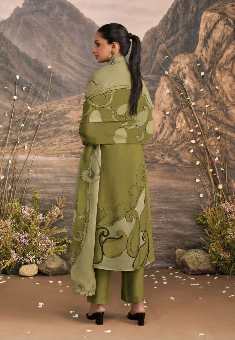 Omtex Marina Organza Twill Embroidered Dress Material Wholesale