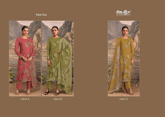 Omtex Marina Organza Twill Embroidered Dress Material Wholesale