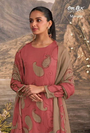 Omtex Marina Organza Twill Embroidered Dress Material Wholesale - Amrah Wholesale