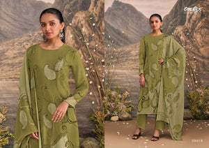 Omtex Marina Organza Twill Embroidered Dress Material Wholesale - Amrah Wholesale