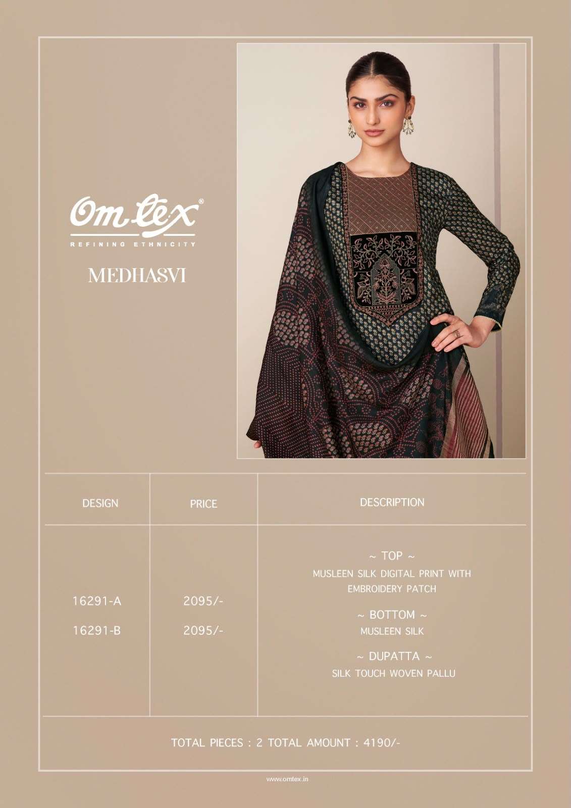 Omtex Medhasvi Muslin Silk Digital Print Dress Material