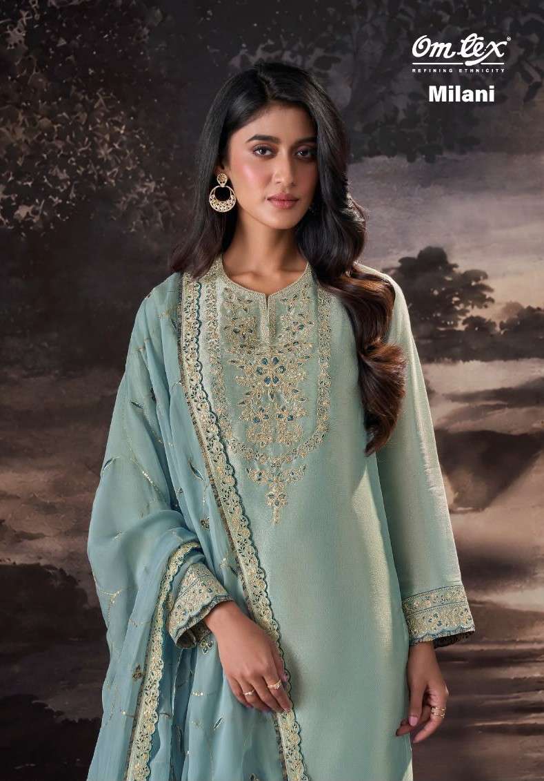 Omtex Milani Giraffe Embroidered Party Wear Dress Material