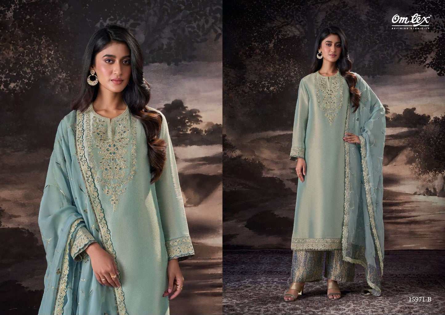 Omtex Milani Giraffe Embroidered Party Wear Dress Material