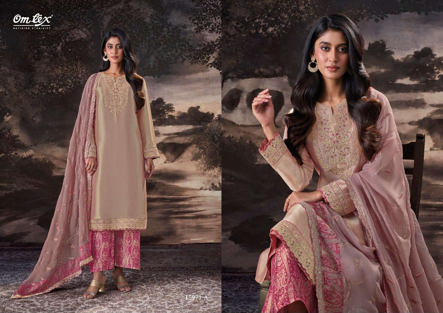 Omtex Milani Giraffe Embroidered Party Wear Dress Material