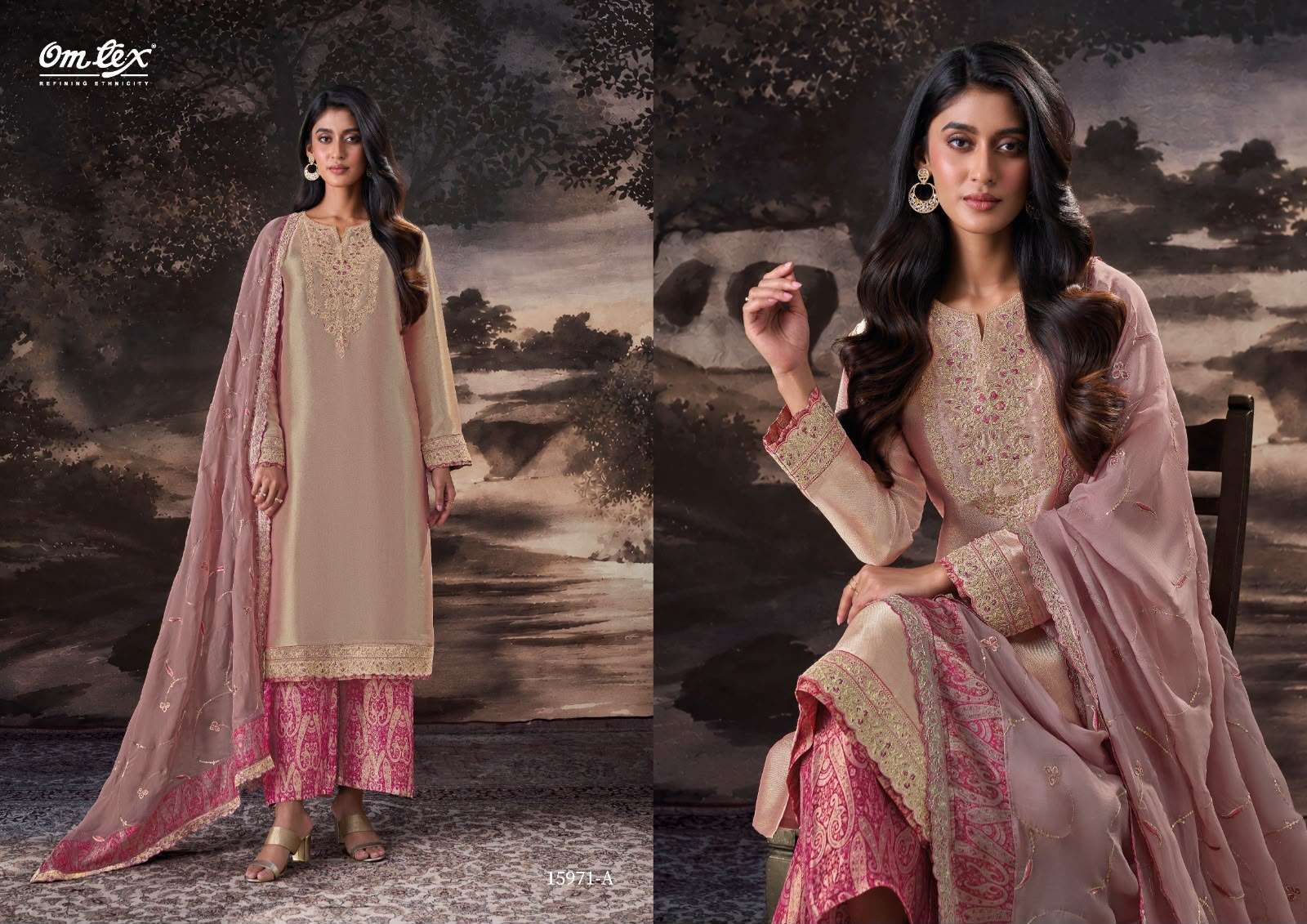 Omtex Milani Giraffe Embroidered Party Wear Dress Material