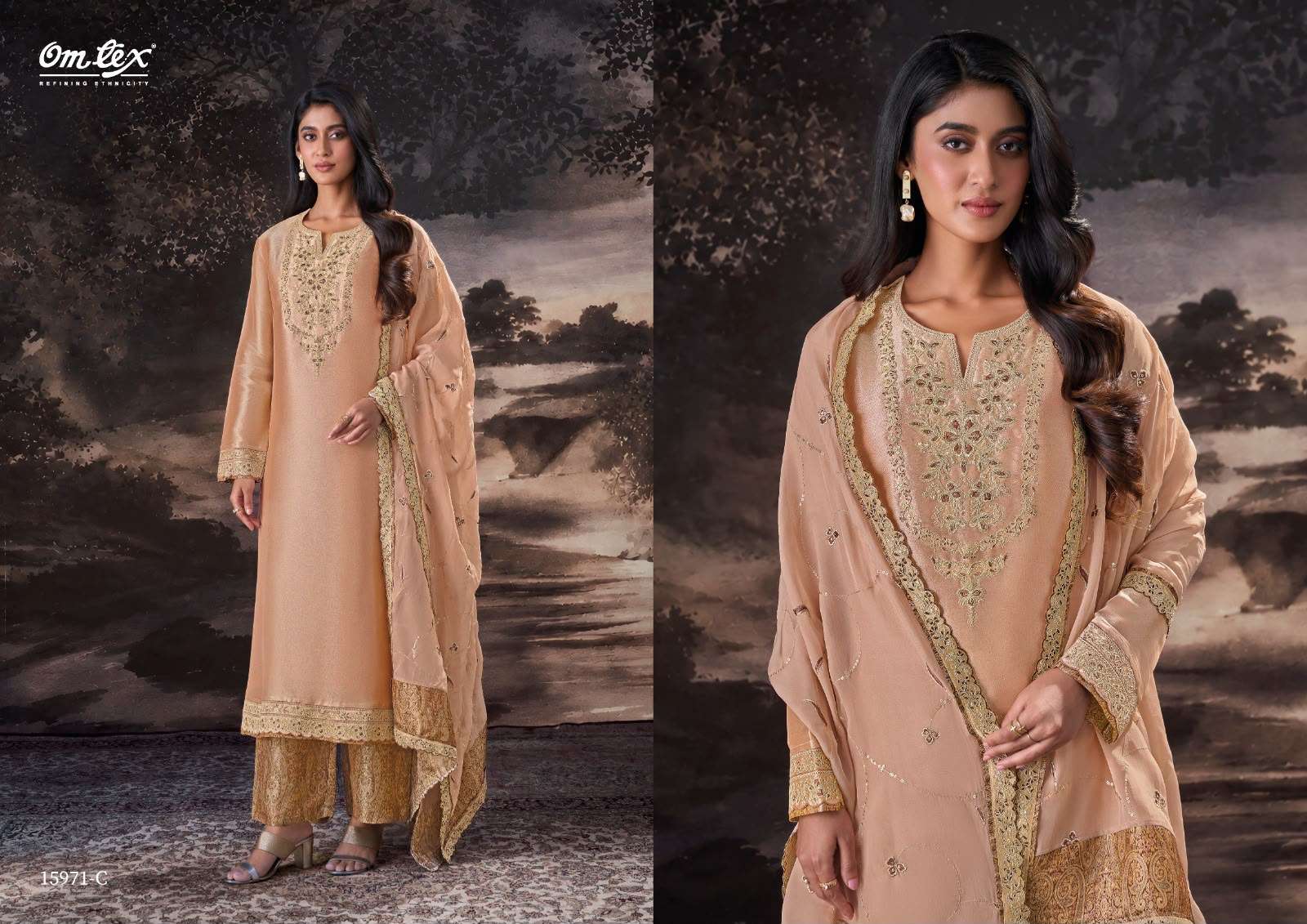 Omtex Milani Giraffe Embroidered Party Wear Dress Material