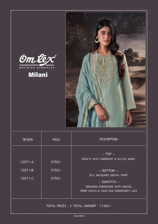 Omtex Milani Giraffe Embroidered Party Wear Dress Material