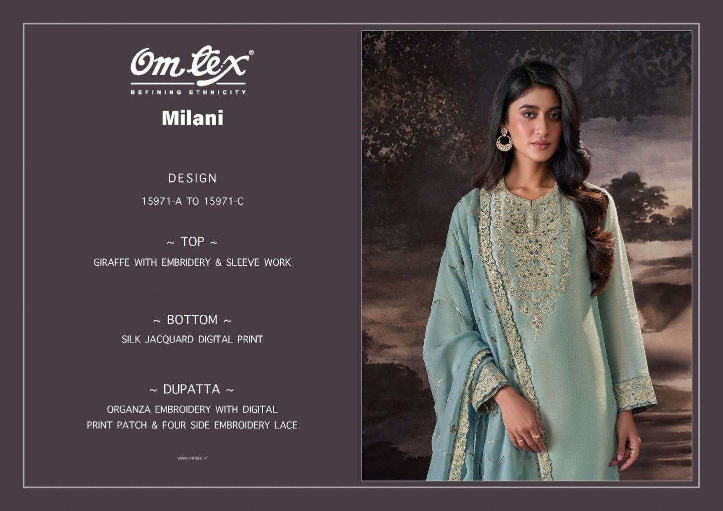Omtex Milani Giraffe Embroidered Party Wear Dress Material