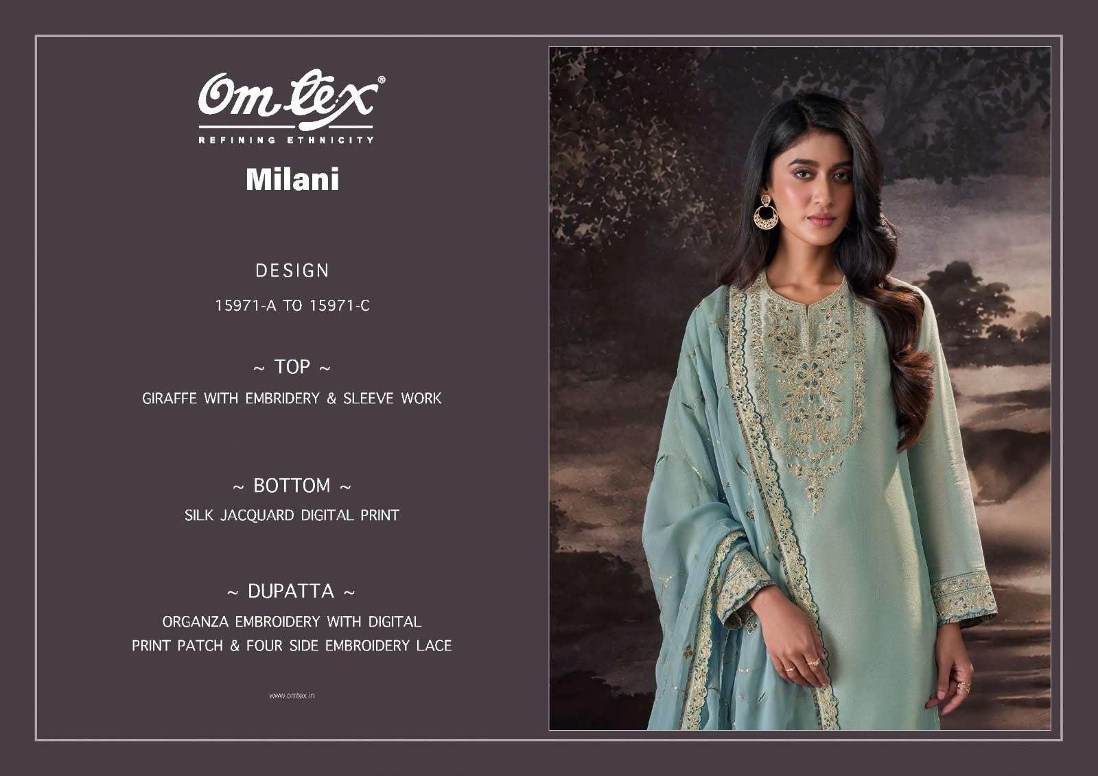 Omtex Milani Giraffe Embroidered Party Wear Dress Material
