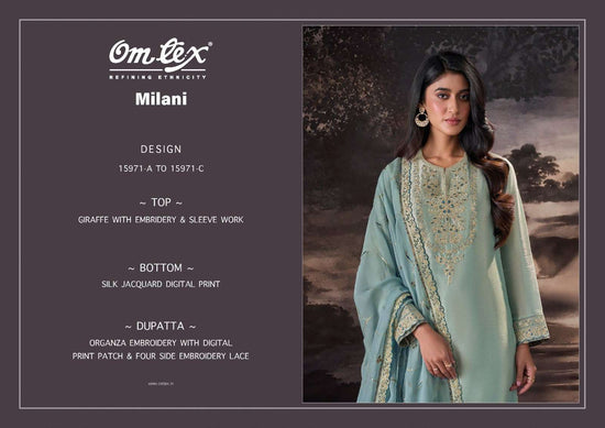 Omtex Milani Giraffe Embroidered Party Wear Dress Material
