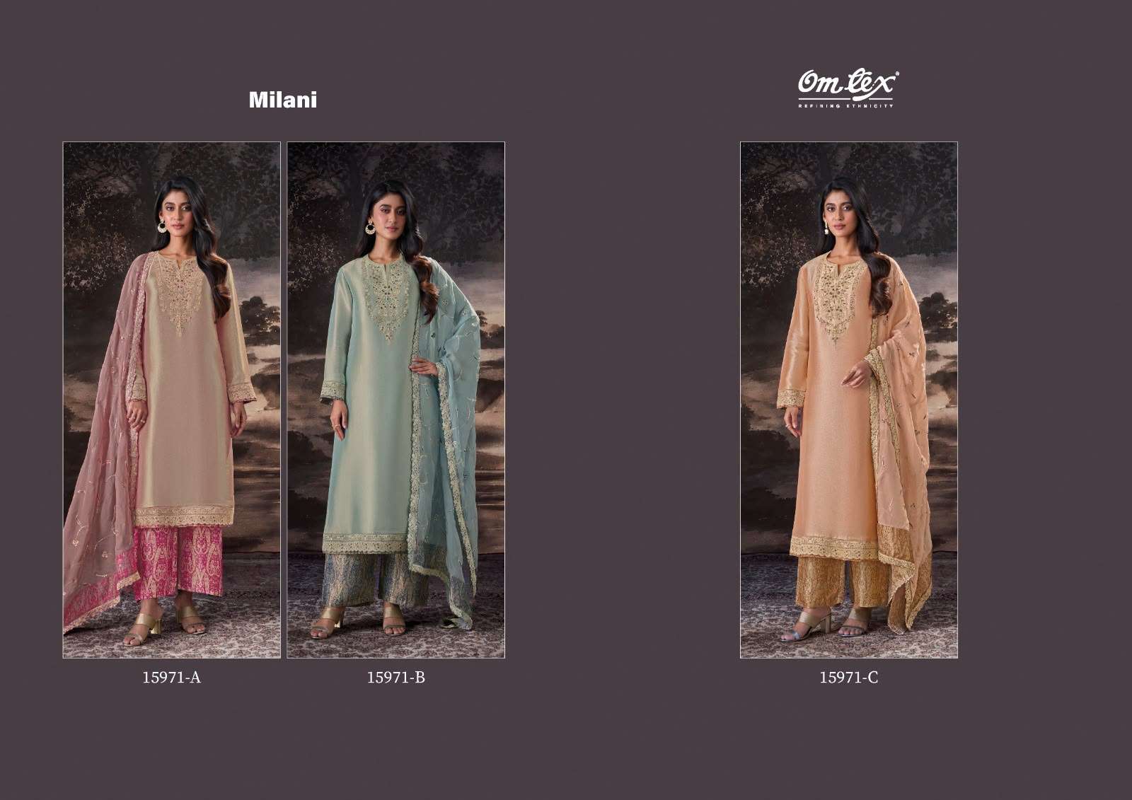 Omtex Milani Giraffe Embroidered Party Wear Dress Material