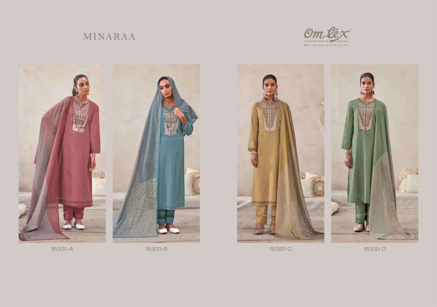 Omtex Minaraa Lawn Cotton Dress Material - Amrah Wholesale