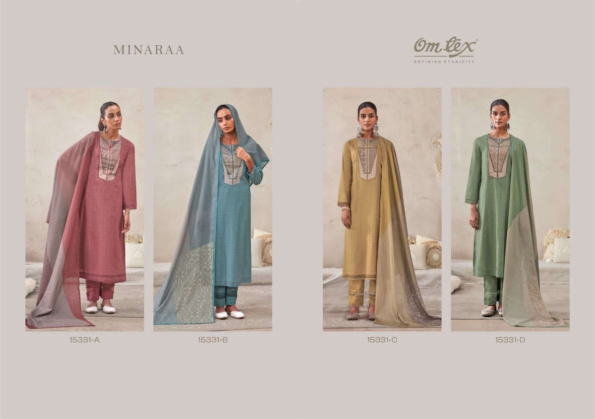 Omtex Minaraa Lawn Cotton Dress Material - Amrah Wholesale