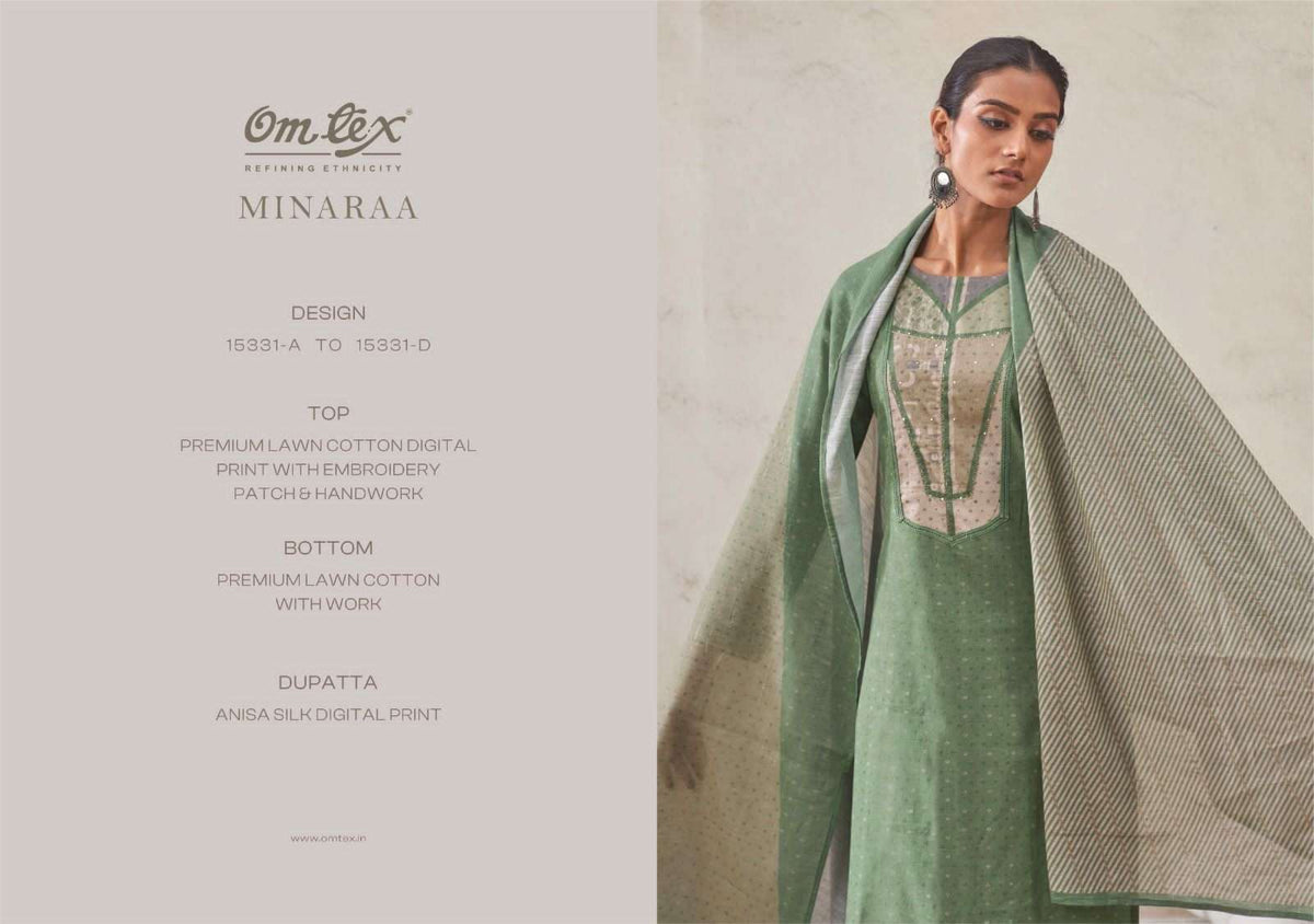 Omtex Minaraa Lawn Cotton Dress Material - Amrah Wholesale