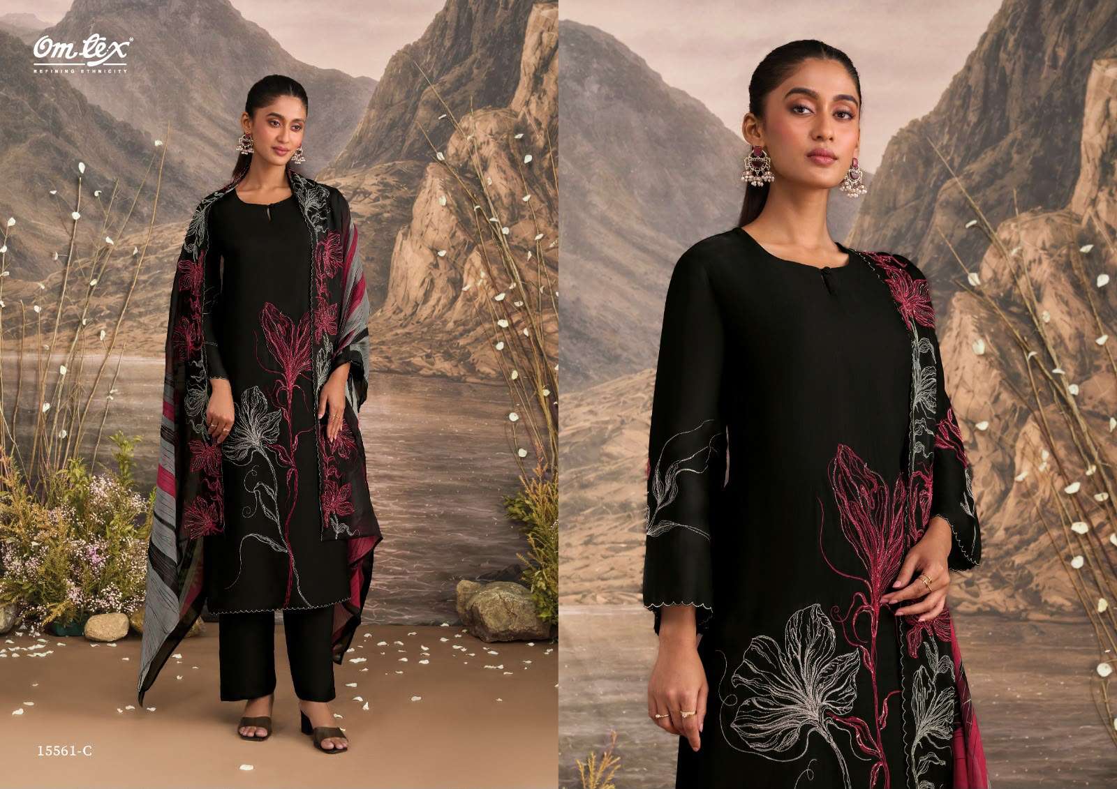 Omtex Murphy Premium Organza Embroidered Dress Material