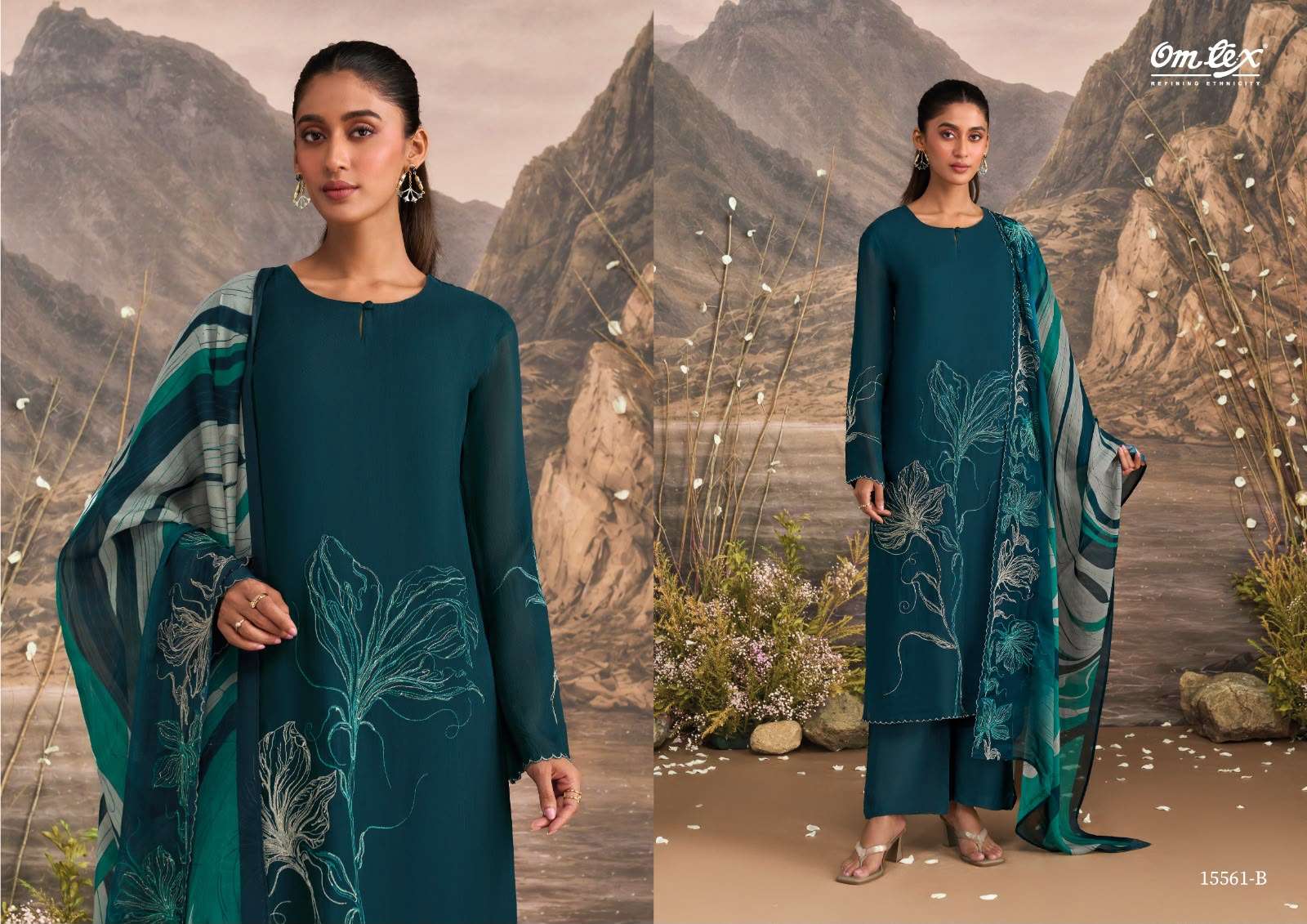 Omtex Murphy Premium Organza Embroidered Dress Material