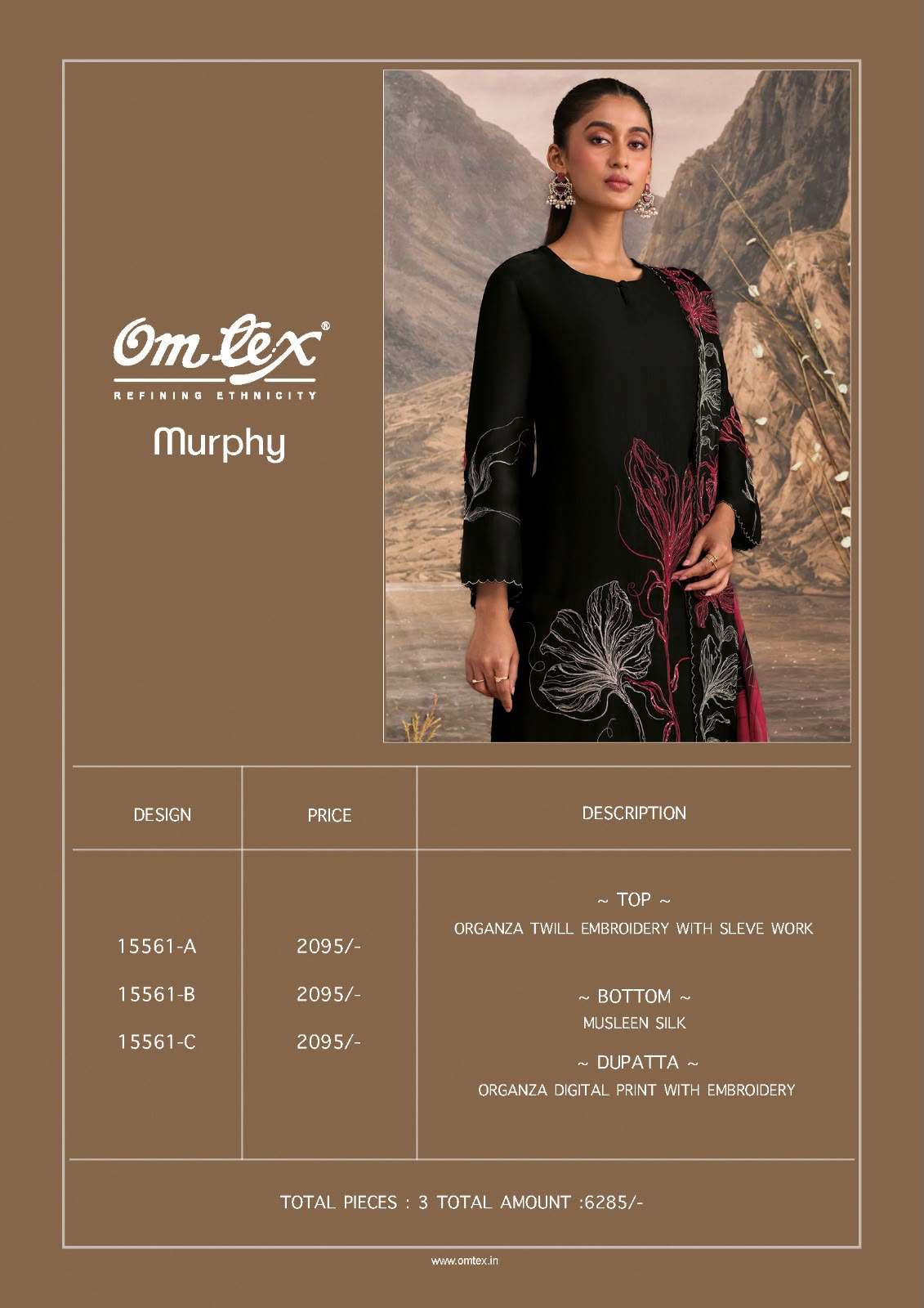 Omtex Murphy Premium Organza Embroidered Dress Material