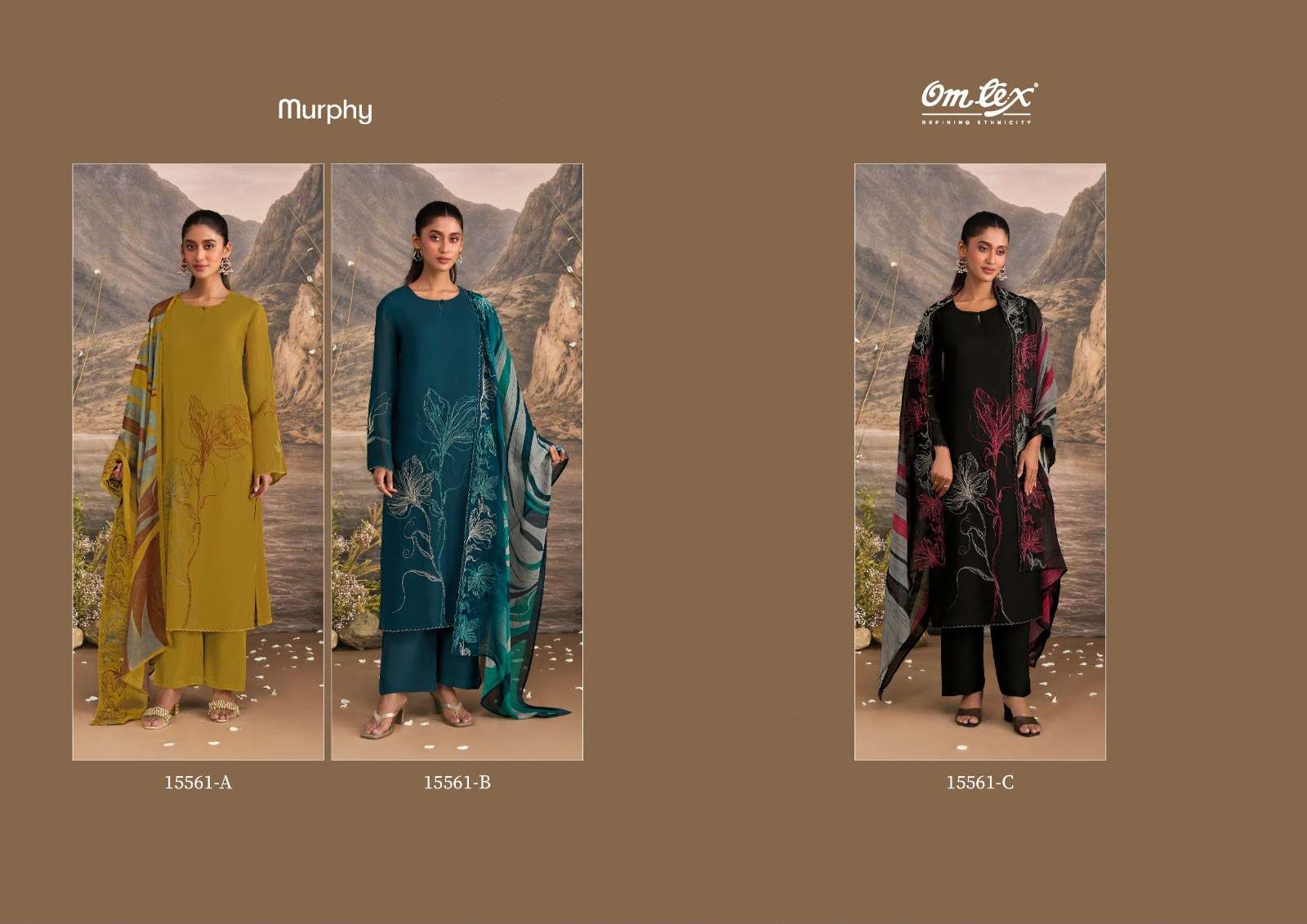 Omtex Murphy Premium Organza Embroidered Dress Material