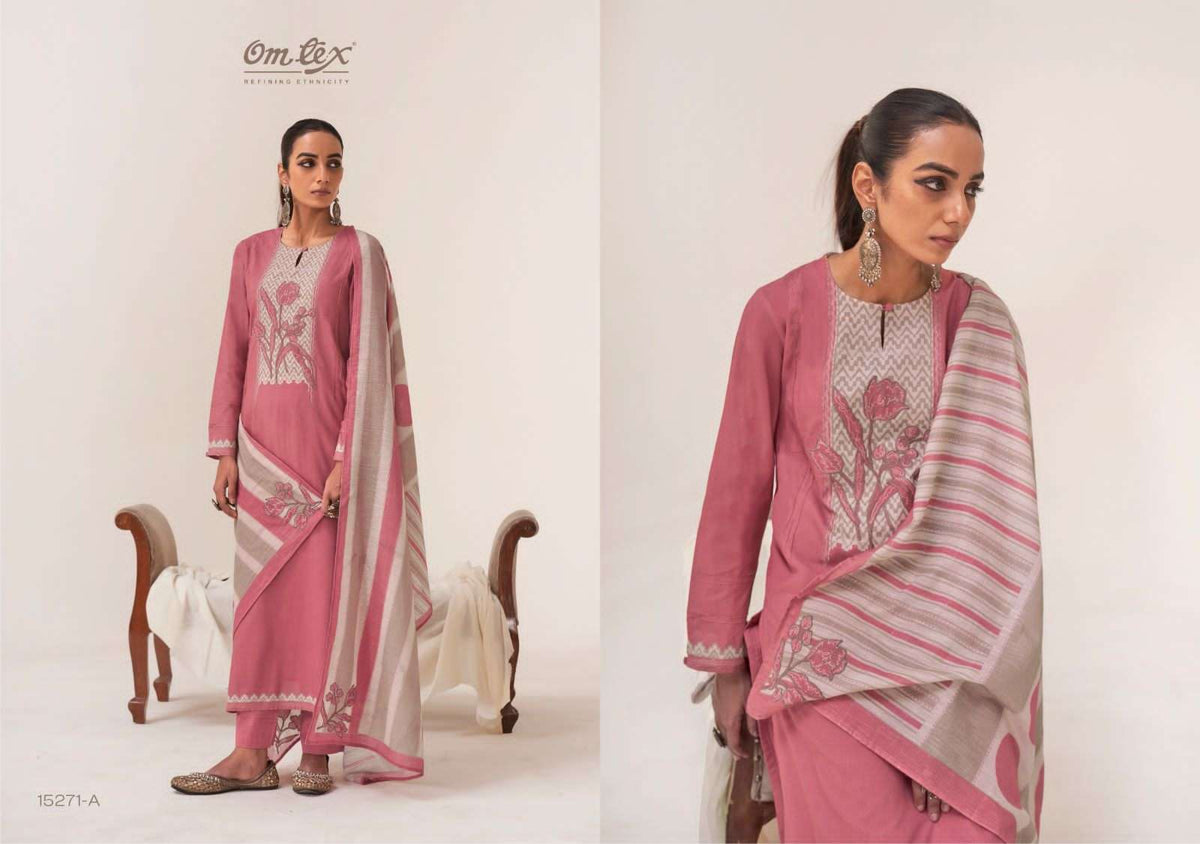 Omtex Nakshikaam Premium Lawn Cotton Dress Material - Amrah Wholesale