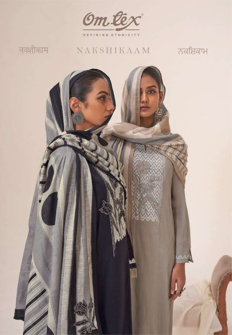 Omtex Nakshikaam Premium Lawn Cotton Dress Material - Amrah Wholesale