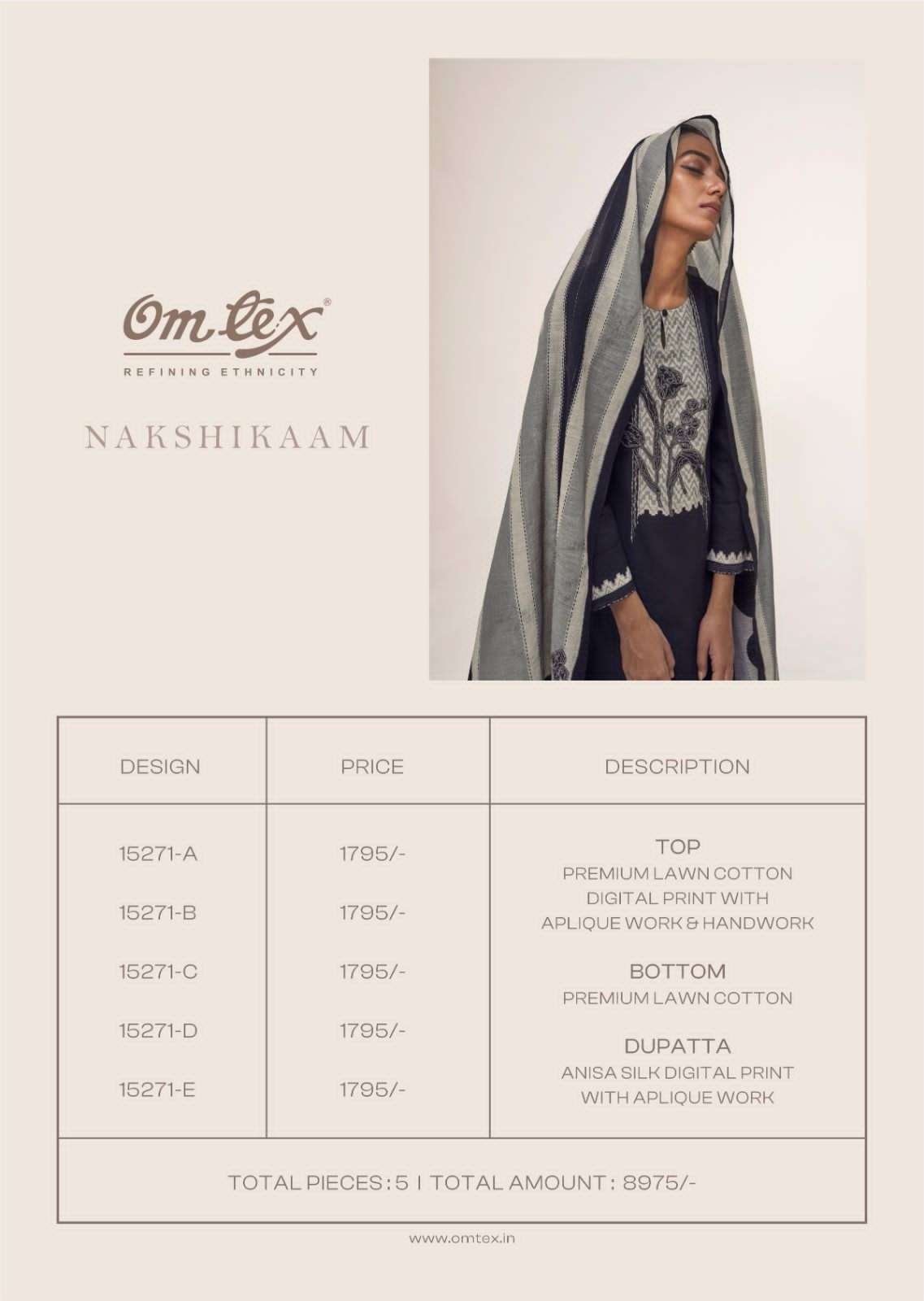 Omtex Nakshikaam Premium Lawn Cotton Dress Material - Amrah Wholesale