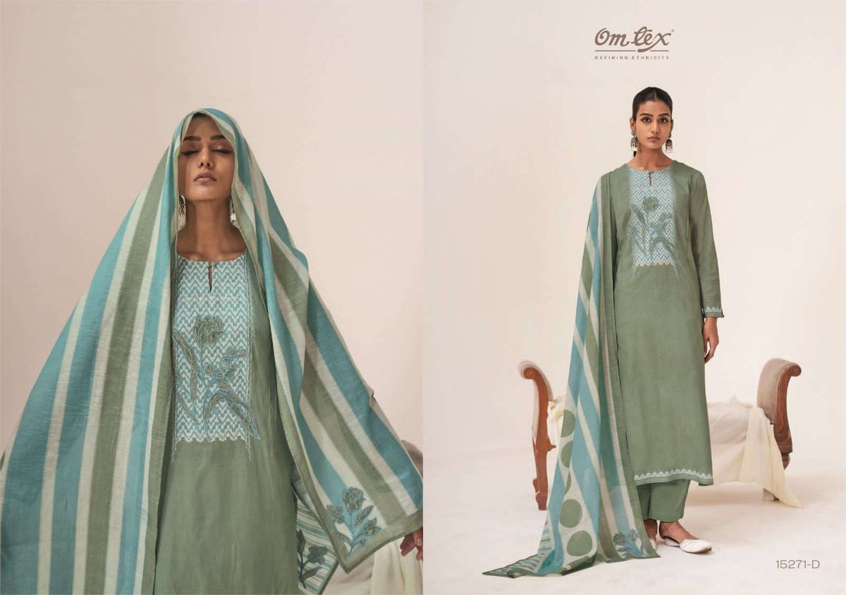 Omtex Nakshikaam Premium Lawn Cotton Dress Material - Amrah Wholesale