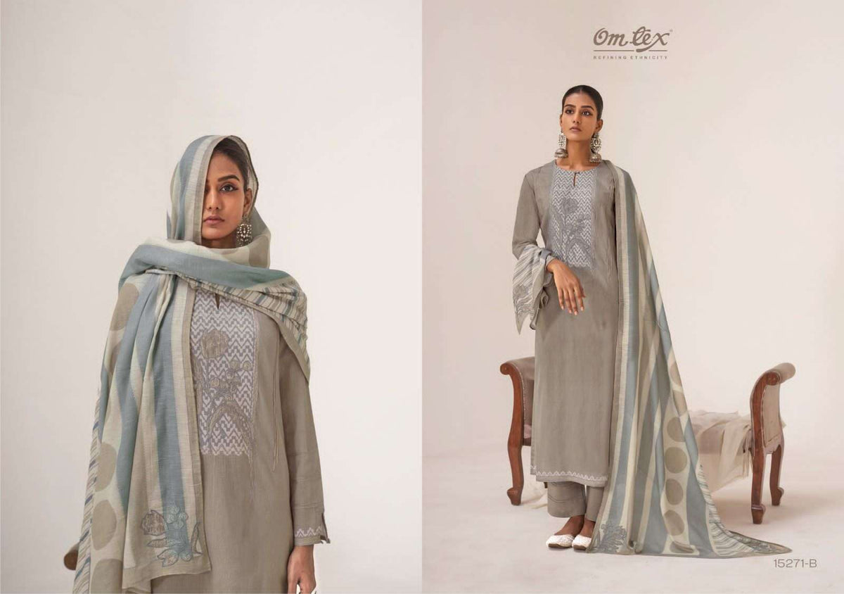 Omtex Nakshikaam Premium Lawn Cotton Dress Material - Amrah Wholesale