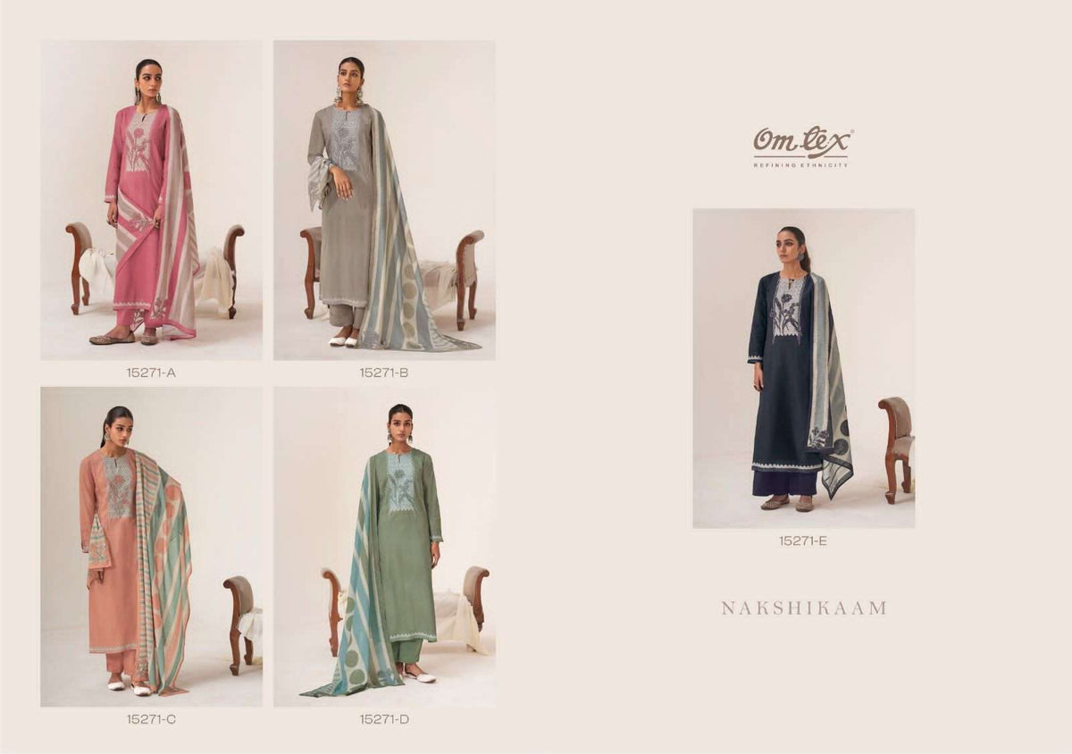 Omtex Nakshikaam Premium Lawn Cotton Dress Material - Amrah Wholesale