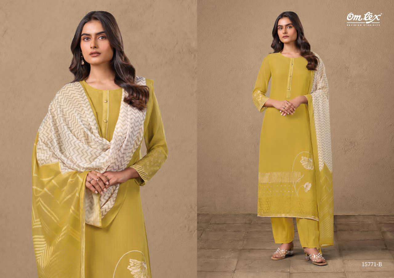 Omtex Navatmani Mal Chanderi Silk Embroidered Dress Material - Amrah Wholesale