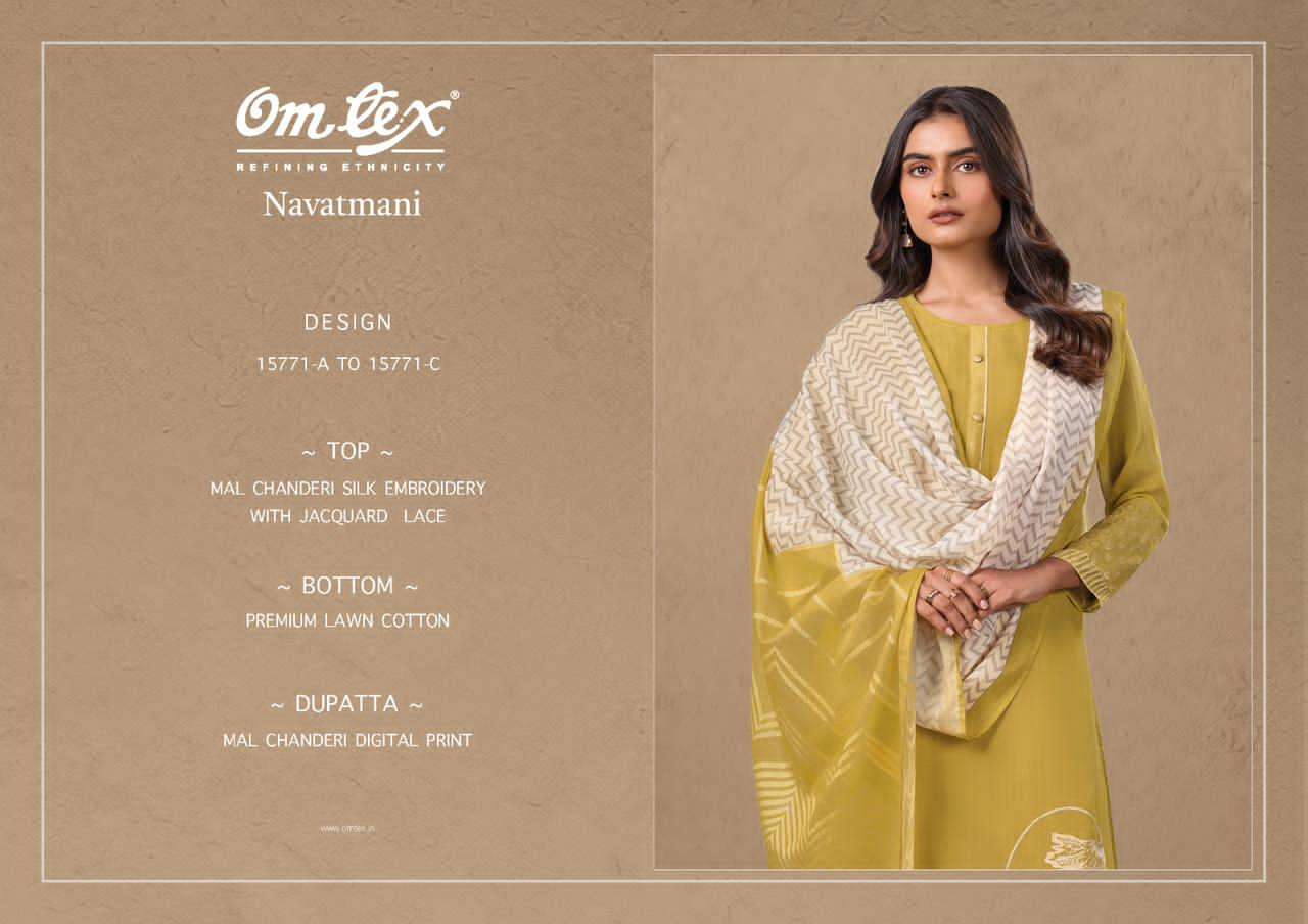 Omtex Navatmani Mal Chanderi Silk Embroidered Dress Material - Amrah Wholesale