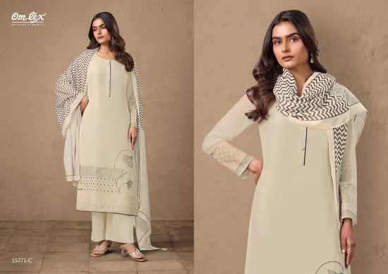 Omtex Navatmani Mal Chanderi Silk Embroidered Dress Material - Amrah Wholesale