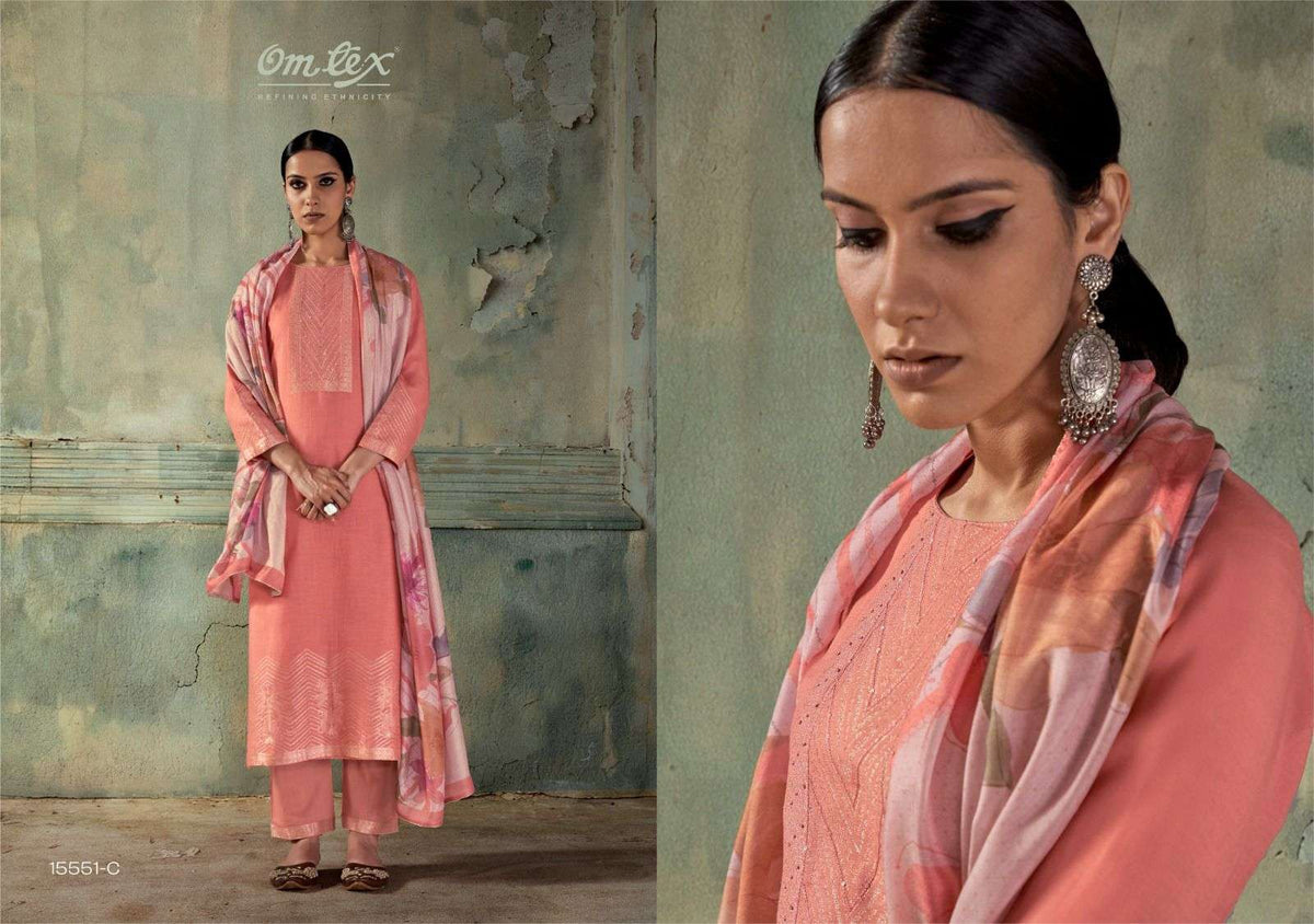 Omtex Noor Linen Jacquard Dress Material - Amrah Wholesale