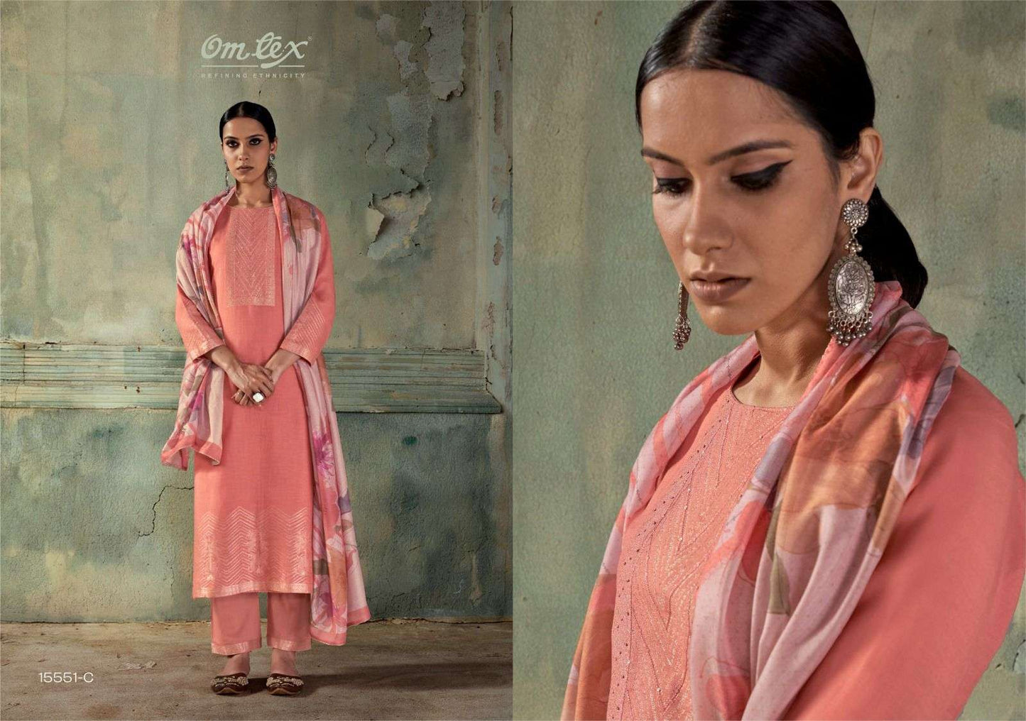 Omtex Noor Linen Jacquard Dress Material