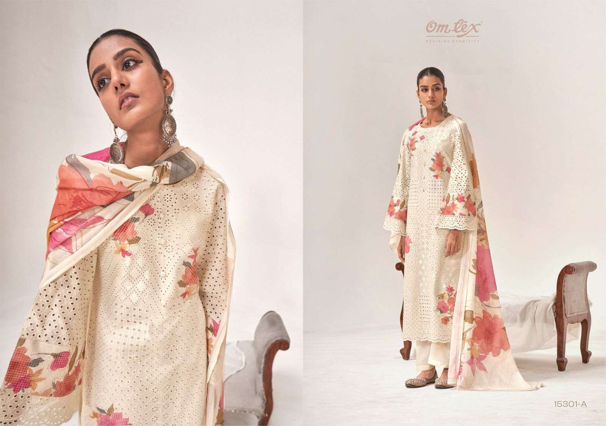 Omtex Phulwari Premium Lawn Cotton Embroidered Dress Material