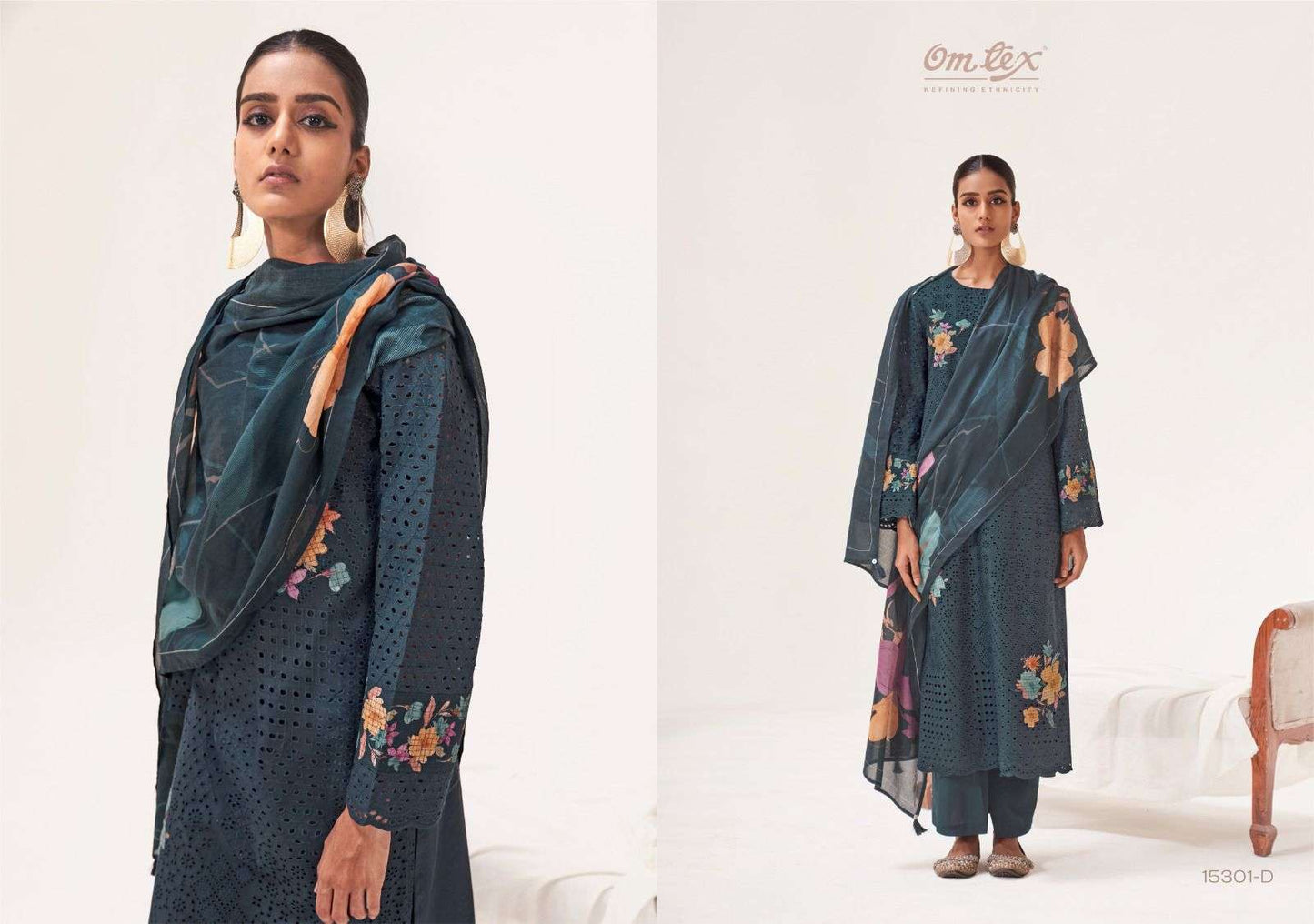 Omtex Phulwari Premium Lawn Cotton Embroidered Dress Material