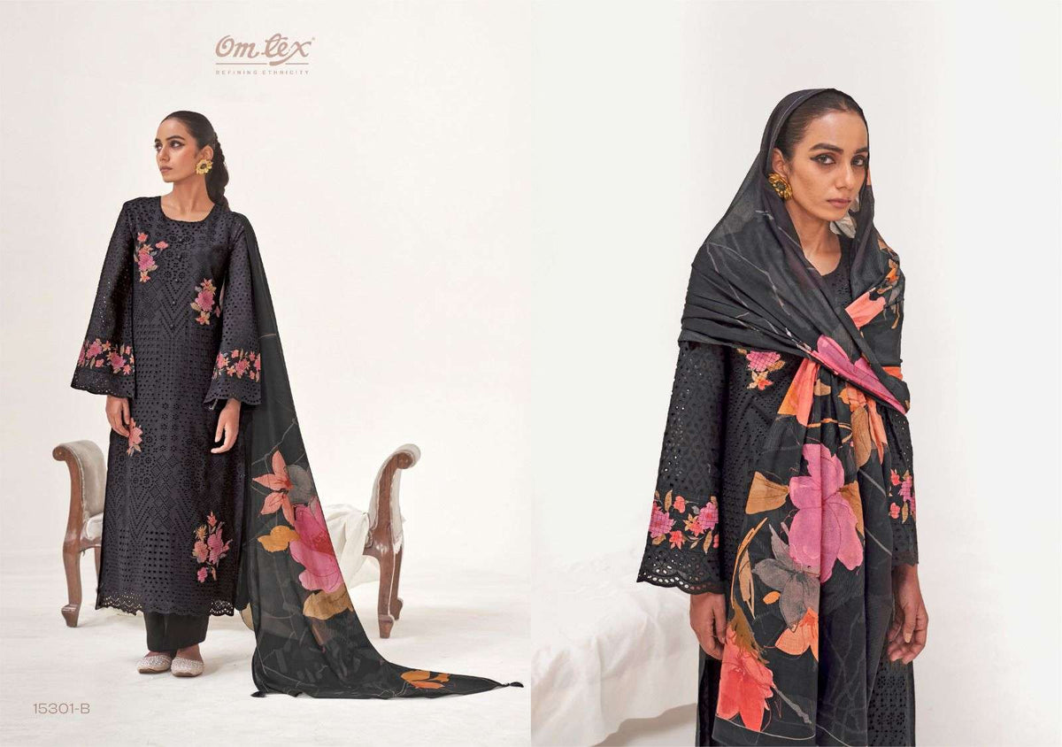 Omtex Phulwari Premium Lawn Cotton Embroidered Dress Material
