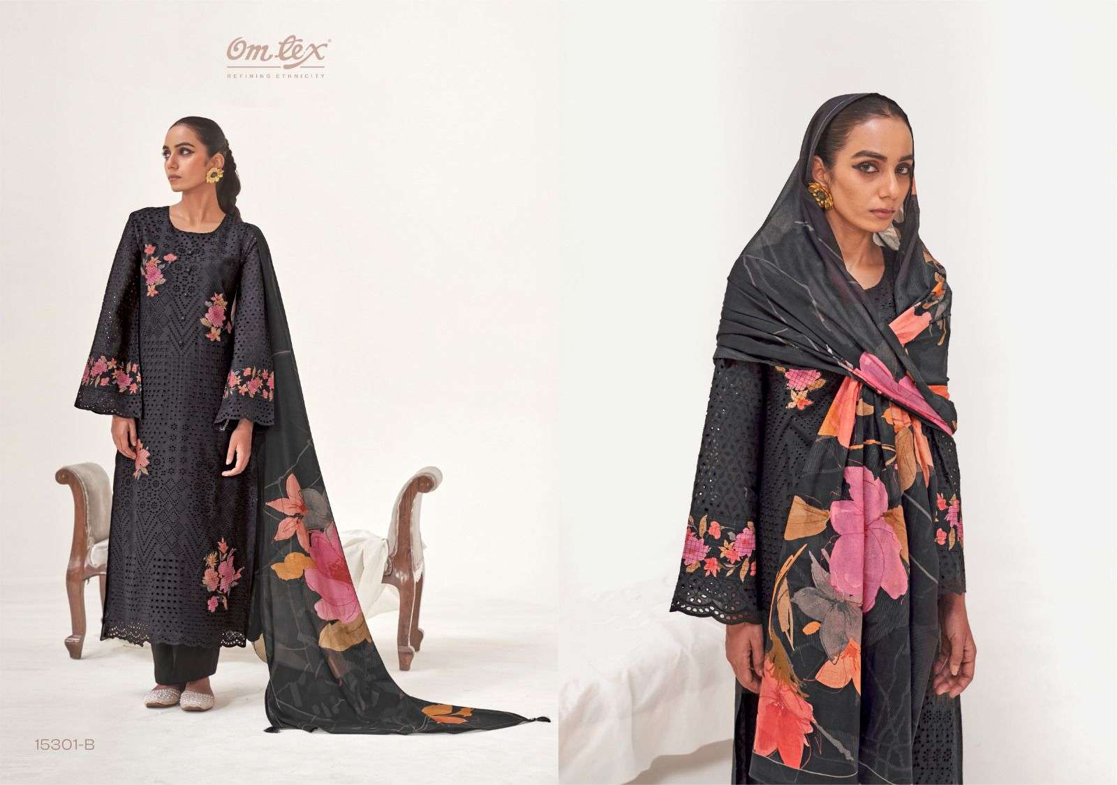 Omtex Phulwari Premium Lawn Cotton Embroidered Dress Material