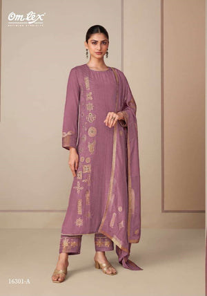 Omtex Rangtaari Muslin Jacquard Handwork Dress Material