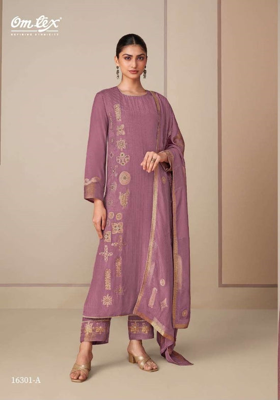 Omtex Rangtaari Muslin Jacquard Handwork Dress Material