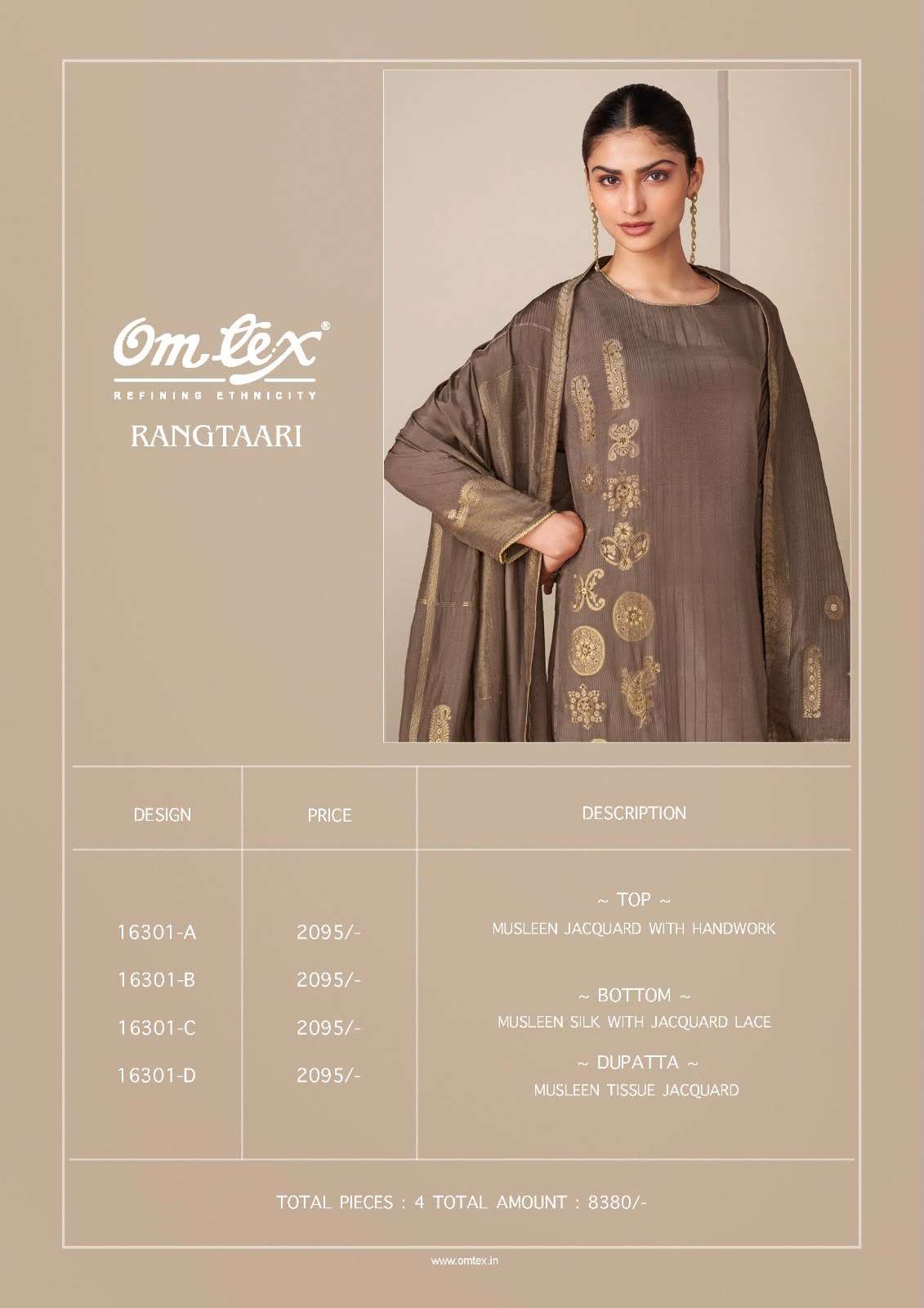 Omtex Rangtaari Muslin Jacquard Handwork Dress Material