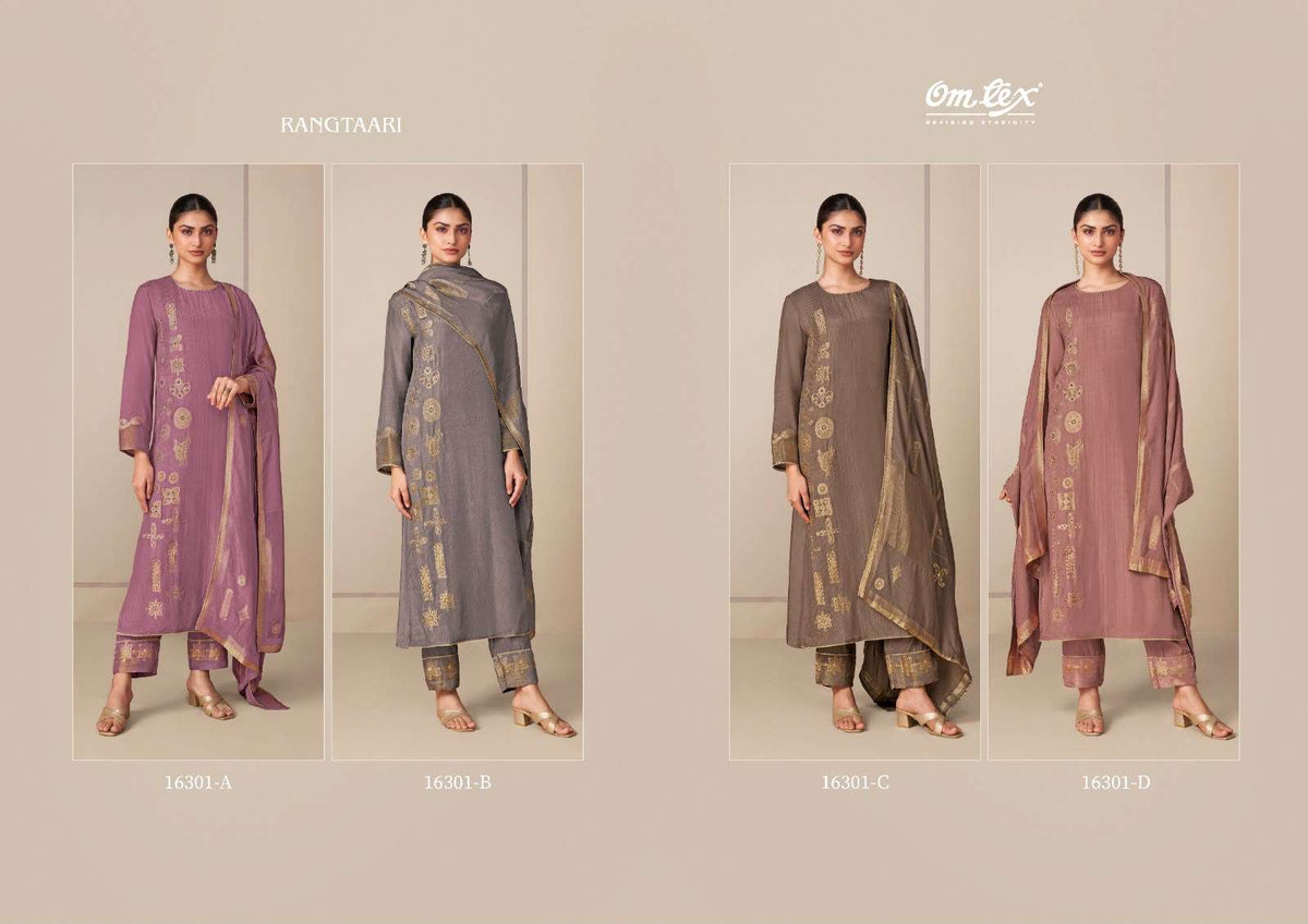 Omtex Rangtaari Muslin Jacquard Handwork Dress Material