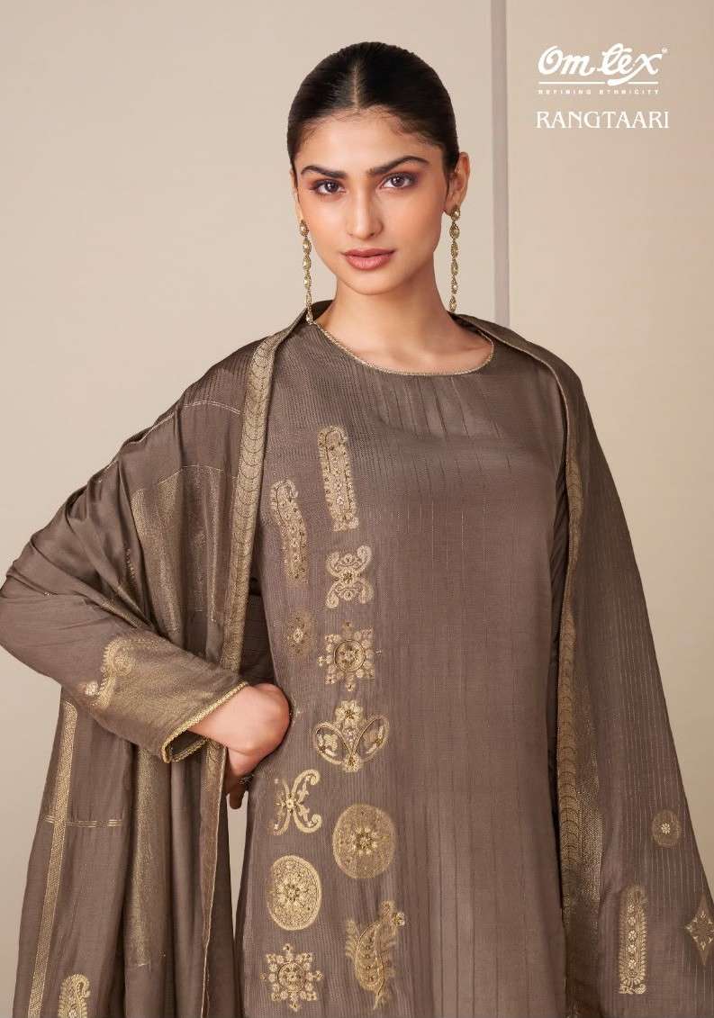 Omtex Rangtaari Muslin Jacquard Handwork Dress Material
