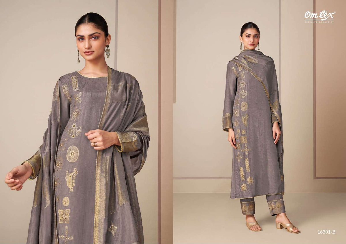 Omtex Rangtaari Muslin Jacquard Handwork Dress Material