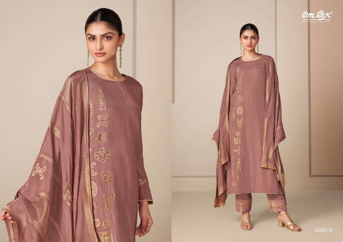 Omtex Rangtaari Muslin Jacquard Handwork Dress Material