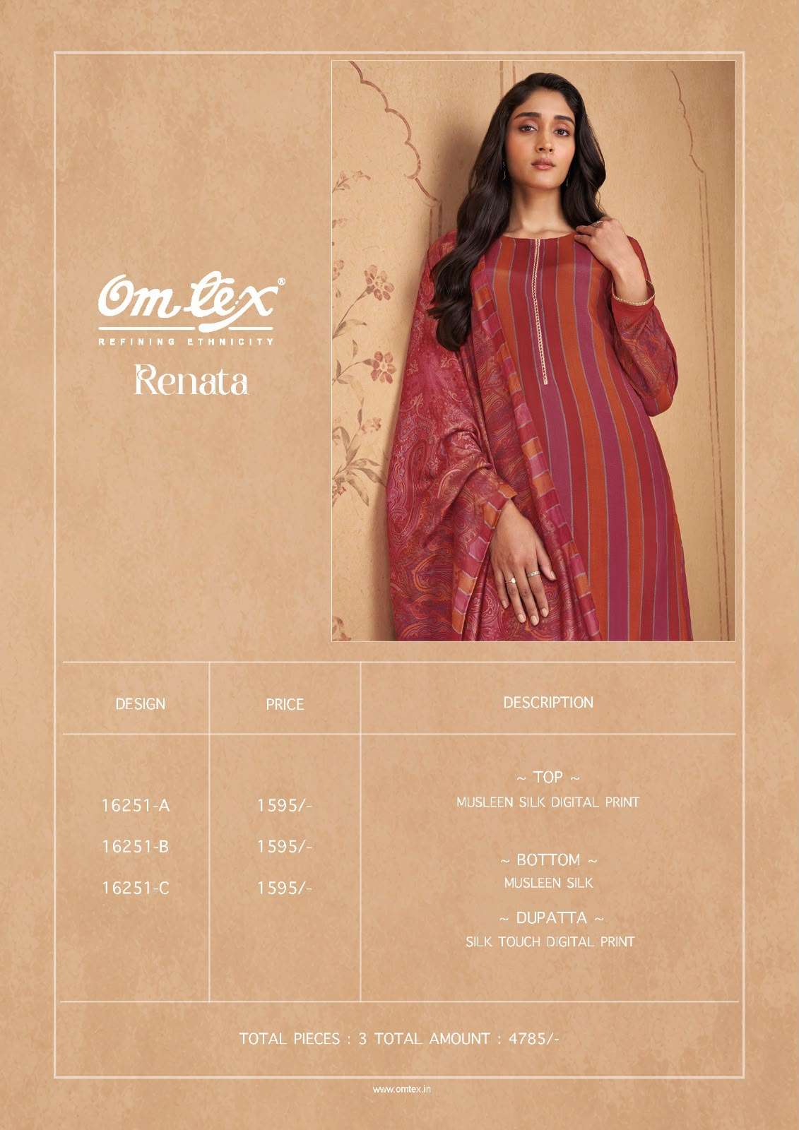 Omtex Renata Muslin Silk Digital Printed Dress Material