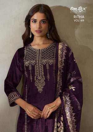 Omtex Ritha Vol 49 Pure Viscose Velvet Dress Material