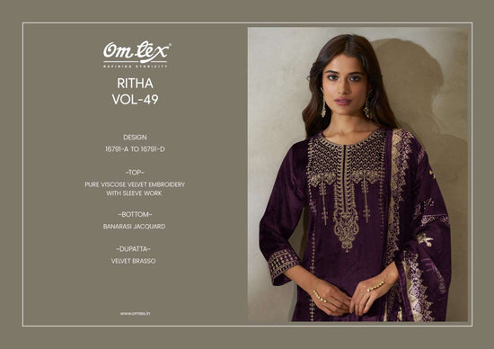 Omtex Ritha Vol 49 Pure Viscose Velvet Dress Material