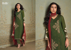 Omtex Roselle Silk Satin Tissue Handwork Embroidered Suit