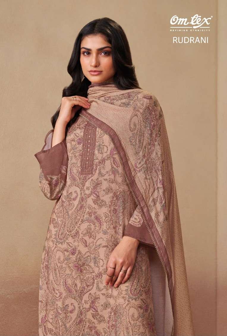 Omtex Rudrani Muslin Digital Print Handwork Dress Material
