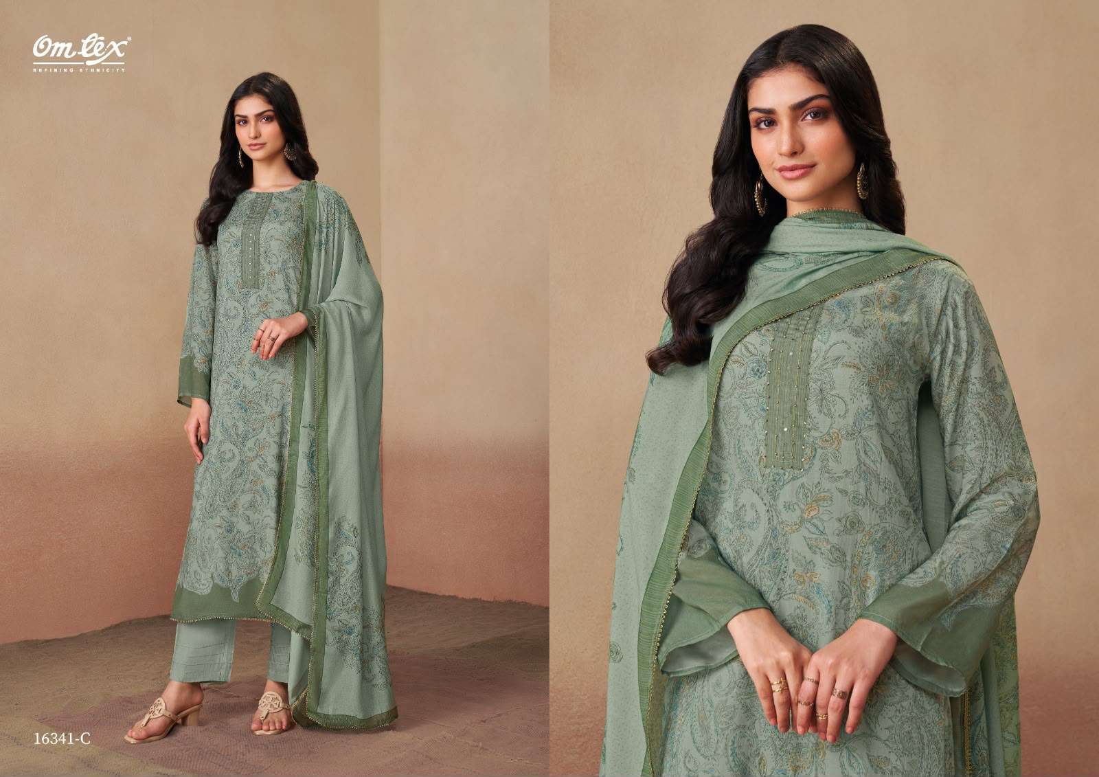 Omtex Rudrani Muslin Digital Print Handwork Dress Material